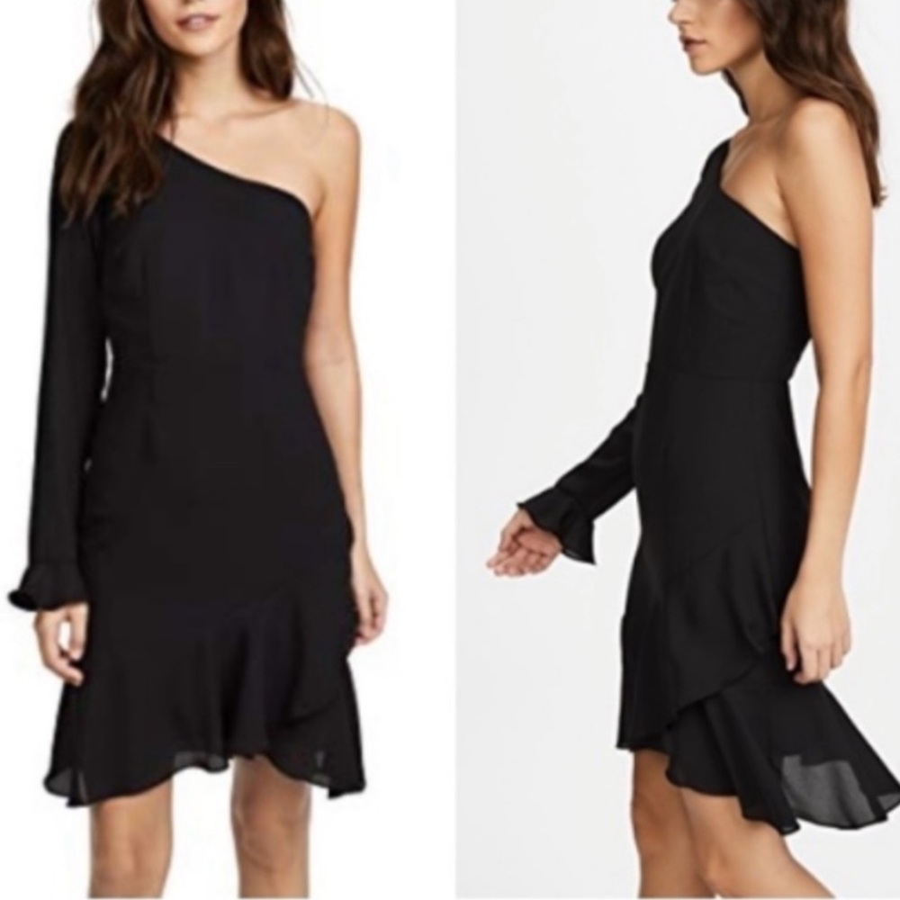 LIKELY Remington dress one shoulder long sleeve black 4
